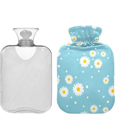 Hot Water Bottle with Daisy Cover - 2L Pain Relief Bag for Menstrual Cramps & Comfort - Buy Online on GoSupps.com