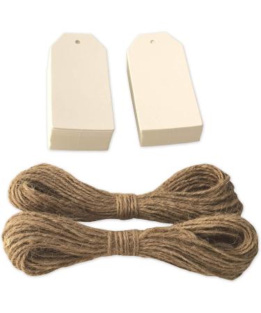LWR CRAFTS 100 Hang Tags with Jute Twines 100ft - White, 3 3/4 x 1 3/4 Inches - Buy Online on GoSupps.com