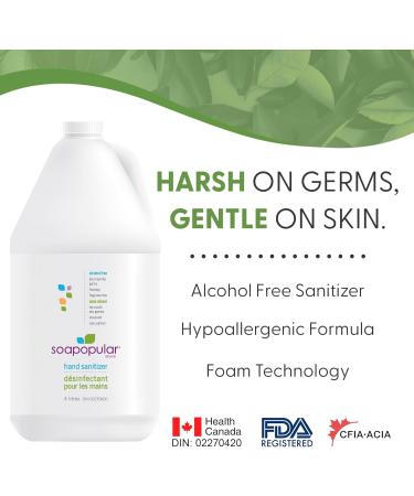 Soapopular Alcohol Free Foam Hand Sanitizer 0.15% Benzalkonium Chloride Hypoallergenic Fragrance Free Safer for Kids 4L Hand Sanitizer with Single Foam Pump - Buy Online on GoSupps.com