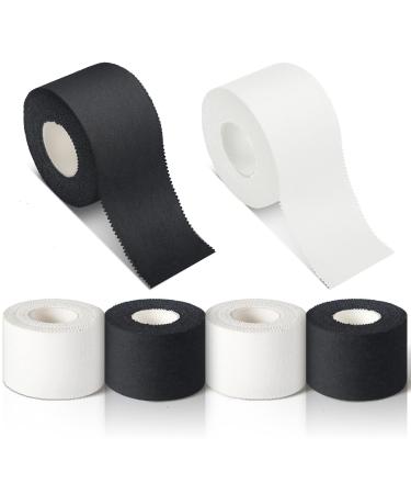 4 Pcs Pre Wrap Tape Athletic Finger Wrist Tape Sports No Sticky Residue Very Strong Easy Tear First Aid Injury Wrap for Athletes Trainers Boxing  1.5 Inch x 33 Feet (Black  White)