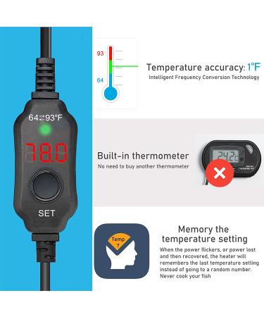 YukiHalu 10W/20W/30W Mini Aquarium Heater with Thermometer & Controller - LED Display, Ideal for 0.5-3 Gallon Tanks (USB Powered) - Buy Online on GoSupps.com