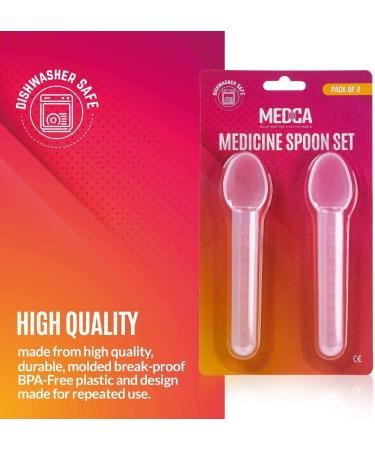 Calibrated Medicine Spoon for Kids Baby & Toddler - (Pack of 2) - 2 Tsp/10 mL Capacity Plastic Oral Liquid Dose Medication Graduated Dispenser - Buy Online on GoSupps.com