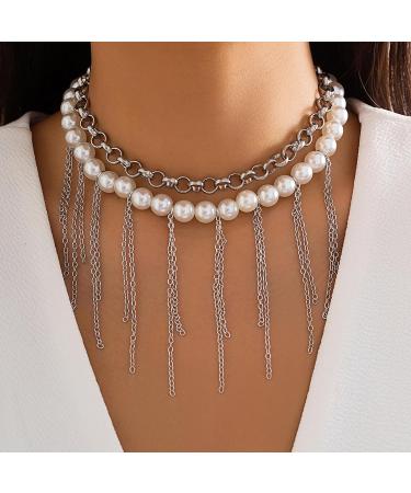 Vsilay Lianxue Vintage Imitation Pearl Necklace - Double Layer Clavicle Chain Fashion Jewelry for Women | Ship Worldwide - Buy Online on GoSupps.com