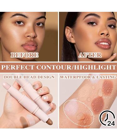 2 Color Double-Headed Cream Contour Stick Concealer Waterproof & Long Lasting Makeup Kit for Women - Light - Buy Online on GoSupps.com