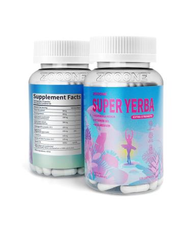 Zooone Super Yerba Mate Capsules-Yerba Brain Formula with Lion's Mane-Gut Health Focus Memory Energy Supplement Yerba Mate Tea Alternative with Natural Caffeine-120 Capsules