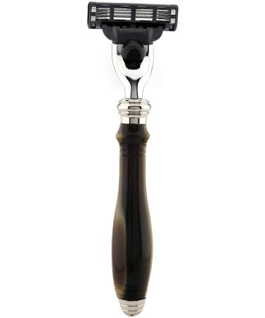 Horn Replica Razor & Holder Combo - Triple Edge Compatible German Stainless Steel Shaving Stand - Perfect Gift for Him - Buy Online on GoSupps.com