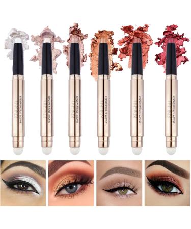 Eyeshadow Pencil Crayon 2 in 1 Eye Shadow Pencil Crayon with 6 Colors | Waterproof Eye Shadow Highlighter Stick for Natural Makeup Girls and Women Dtt A(1# 6#) - Buy Online on GoSupps.com