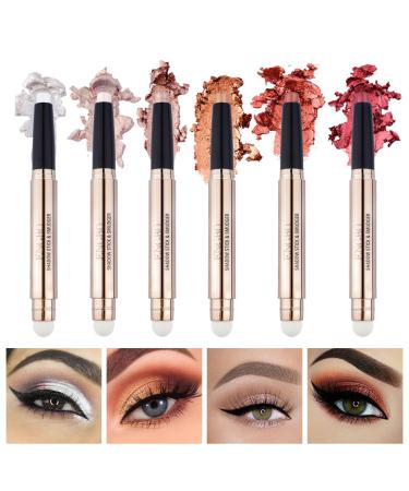 Eyeshadow Stick Set | 6 Colors Eyeshadow Stick | Waterproof Long Lasting Pencil Eyeshadow Stick Eye Shadow Highlighter for Daily Use Rowces A(1# 6#)