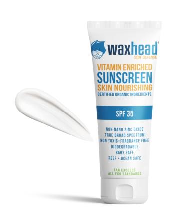 Waxhead Zinc Oxide Sunscreen with Vitamin D and Vitamin E  Biodegradable Zinc Sunscreen for Sensitive Skin  Tattoo  Eczema  Rosacea  EWG Rated 1 (4 ounces)