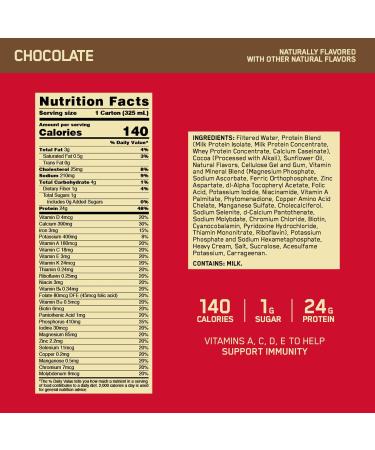 Muscle Milk Genuine Shake Strawberry 11.16 Fl Oz Bottles (12 Pack) & Optimum Nutrition Protein Shake Chocolate 24g Protein 11 Fl Oz (12 Count) - Buy Online on GoSupps.com