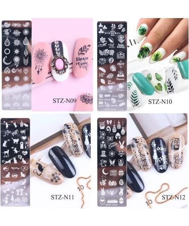 12 PCS Nail Stamp Templates Set - Flower Butterfly Animal Designs for Nail Art | Metal Image Plates for Gel Polish Decoration - Buy Online on GoSupps.com
