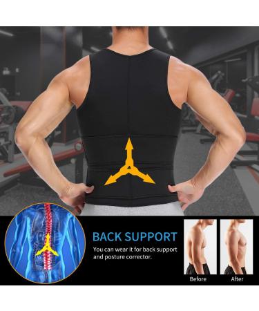 SHAPERIN Men Neoprene Sauna Zipper Waist Trainer Vest Tank Top - Black Large - Buy Online on GoSupps.com