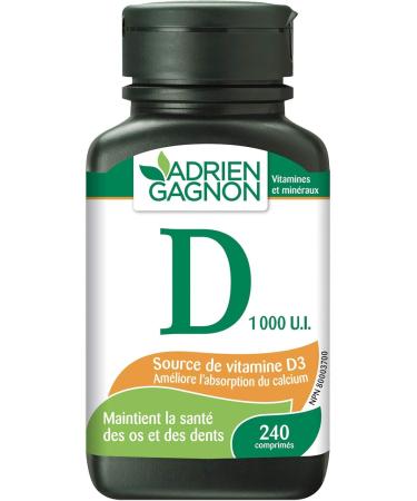Adrien Gagnon - Vitamin D for Bones and Teeth Support 1000 I.U 240 (200+40 Bonus) Tablets - Buy Online on GoSupps.com