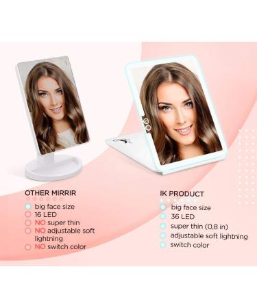 Portable LED Vanity Makeup Mirror | Rechargeable 3 Color Light Travel Mirror - Buy Online on GoSupps.com