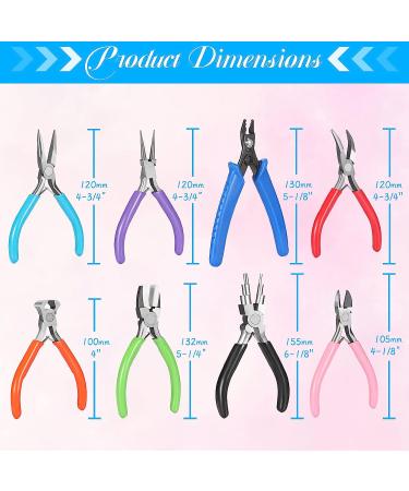 8 Pcs Jewelry Making Pliers Tool Kit for DIY | Needle Nose, Round Nose, Wire Cutters, Crimping Pliers, Bent Nose, End Nippers, Bail Making, Nylon Pliers - Multicolor - Buy Online on GoSupps.com