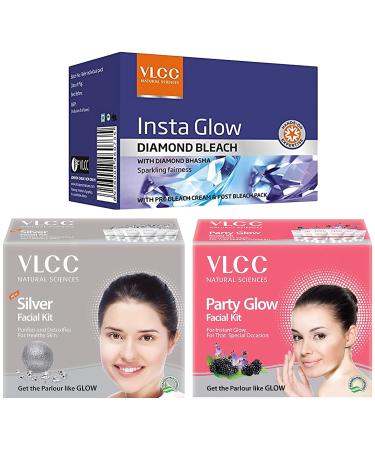 Women Facial Kit Facial Kit + Diamond Bleach + Silver Facial Kit Pack of 2 Diamond Bleach 60g Facial Kit 60g