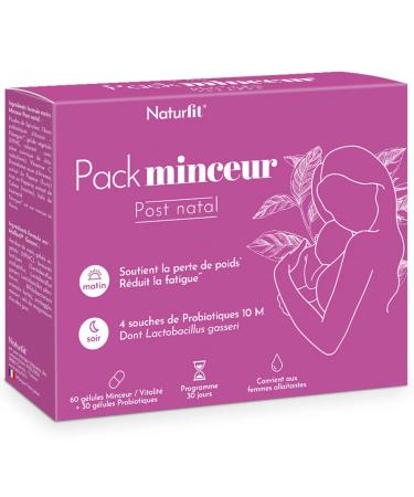 NATURFIT - Post-Natal Slimming Pack - Weight loss supplement - Plant extracts & probiotics - Burn & destock fat - Flora intestinal support - 30 day cure - 90 capsules