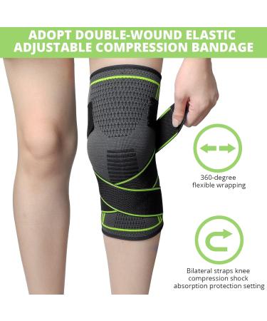 Milaiun Kniebandage - 2 Pack Sports Knee Supports for Men & Women | Non-Slip Unisex Knee Orthosis for Outdoor Sports & Strength Training (Green 2XL) - Buy Online on GoSupps.com