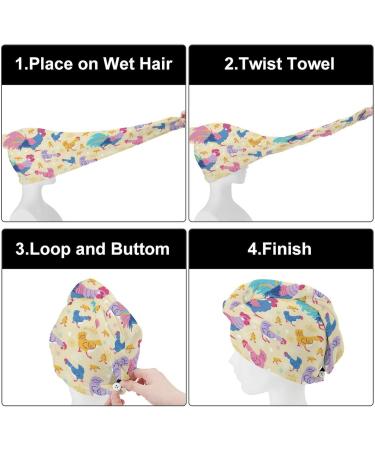 Colorful Rooster Microfiber Hair Towel Wrap - Super Absorbent Hair Turban for Women 10"x26" | International Shipping Available - Buy Online on GoSupps.com