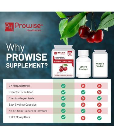 Montmorency Cherry Capsules 2100mg - 90 Vegan Supplements | Prowise CherryMax with Montmorency Cherry & Black Cherry | Tart Cherry Capsules - Made in UK - Buy Online on GoSupps.com