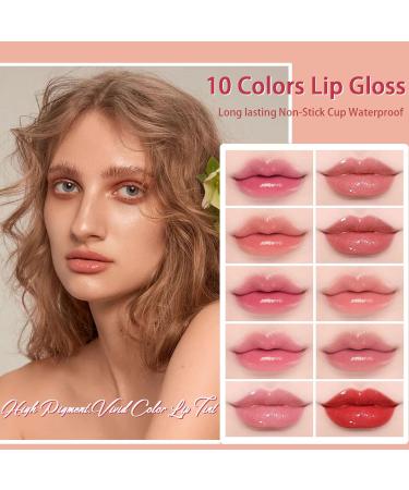 10 Colors Lip Tint Stain Mini Liquid Lipstick Set - Korean Moisturizing Lip Gloss Multi-Use Lip & Cheek Tint Waterproof & Long-Lasting High Pigment - Buy Online on GoSupps.com