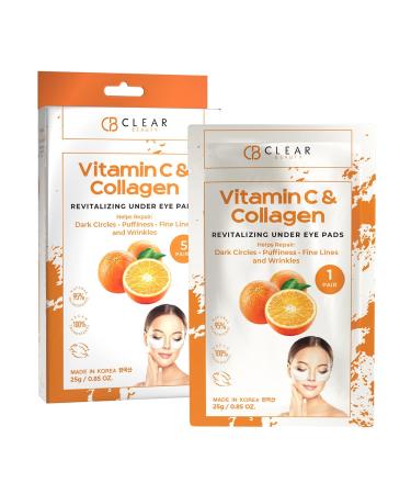 Clear Beauty (Formerly Clair) Vitamin C & Collagen Under Eye Patches - Diminishes Dark Circles & Puffiness  Anti-aging  Cooling & Soothing Eye Pads - Cruelty Free Korean Skincare For All Skin Types