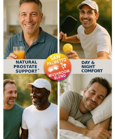 Saw Palmetto for Men - Prostate Health Supplements - Urinary and Prostate Supplement Support Antioxidant - Mushroom Blend Turmeric - 90 Capsules 45 Day Supply - Buy Online on GoSupps.com