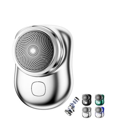 Alkyne Mini-Shave Portable Electric Shaver Mini-Shave Portable Electric Shaver Pocket Wet & Dry Men's Shaver USB Rechargeable Shaver Suitable for Home Travel Father's Day Gifts(Silver)