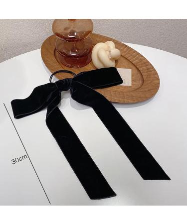 Hair Bows Hair Bobbles Bow Hair Ties Hair Accessories for Women Black Velvet Bow Hair Ribbon Elastics French Long Tail Hair Bow for Hair Ponytail Holders Hair Styling Accessories - Buy Online on GoSupps.com