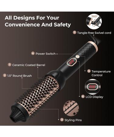 Double PTC Thermal Brush - 38mm Hair Styling & Curling Brush | Hot Air Brush with LCD Display | Volume & Tension Styling for Women | Perfect Travel Gift - Buy Online on GoSupps.com