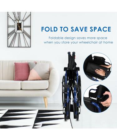 LIVINGbasics Light Weight Wheelchair with Flip Back Desk Arms Swing Away Footrests 18-Inch Seat Width Foldable Weight Capacity: 220lb (100kg) - Buy Online on GoSupps.com