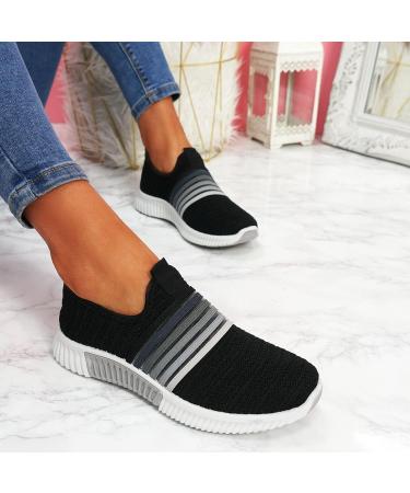 Freetime Women's Sneakers - Lace-Up Mesh Leisure & Hiking Shoes Soft Sole Sport Slip-On Walking Shoes Black 37 - Buy Online on GoSupps.com