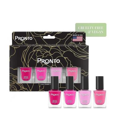 Pronto Collection 4 Piece Set - Long Lasting Quick Dry Mirror Shine Nail Polish with Hardener - Pink Days (11.5 ml/ 0.40 fl oz) - Buy Online on GoSupps.com