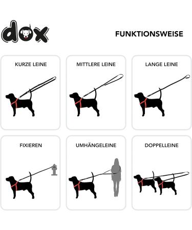 DDOXX Reflective Nylon Dog Leash - 3-Way Adjustable 2m for Small & Large Dogs | Double Leash for Two Dogs Cats & Puppies | Red Durable Tencing & Running Line - Buy Online on GoSupps.com