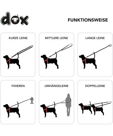 DDOXX Reflective Nylon Dog Leash | 2m Adjustable Leash for All Dog Sizes | XS Red - Durable & Comfortable - Buy Online on GoSupps.com