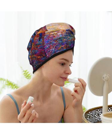 Buy Hair Towel Wrap - Quick Drying Towel Turban with Button | Rooster Oil Painting Design - Perfect for All Hair Types - Buy Online on GoSupps.com