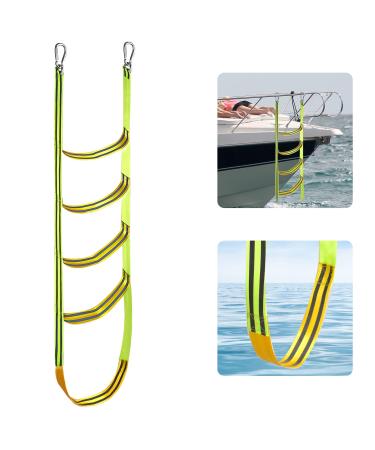 5 Step Boat Rope Ladder, Extra Long Portable Boat Rope Ladder Extension Marine Rope Ladder Assist Boat Folding Ladder Swim Ladder Boarding Ladder for Inflatable Boat, Kayak, Motorboat, Canoeing Green