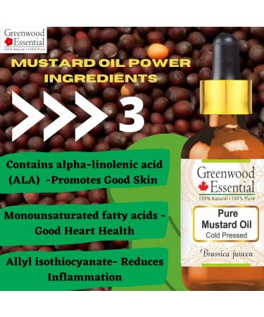 Greenwood Essential Pure Mustard Oil 200ml - Therapeutic Grade Cold Pressed Brassica juncea - Best for Health & Wellness - Buy Online on GoSupps.com
