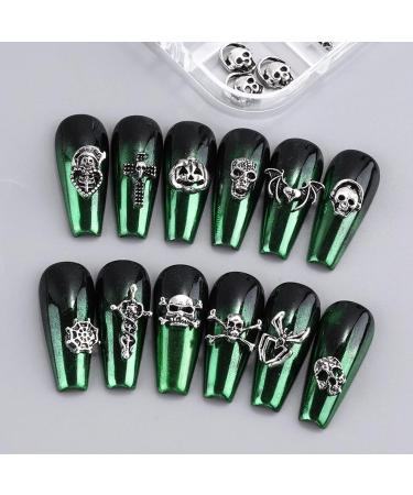 RUNRAYAY 36Pcs Halloween Nail Art Charms Nail Charms 3D Cross Nail Art Supplies skull Shape Design Nail Gems Shiny Nail Jewelry Acrylic Nail Accessories for Women Nail Decorations with a Box - Buy Online on GoSupps.com