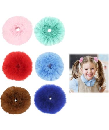 PLATEYTR 12 Pieces Hair Bands for Girls Pink Hair Bands Pink Hair Accessories Handmade Pink Pom Pom Hair Bands for Ponytails and Marble Hair