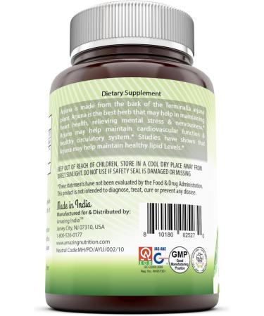Amazing India Arjuna Bark Standardized to 25% Tannins 500 Mg 120 Veggie Capsules (Non-GMO) - Antioxidant Support* Supports Cardiovascular Health* Promotes Healthy Blood Lipid Levels* - Buy Online on GoSupps.com
