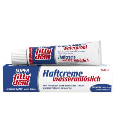 Fittydent Super Pregnation Cream 40g |Only water -insoluble detention cream |Glue instead of sticking |Upper and lower jaw prostheses |Sparingly in application - only once a day |Tasteless