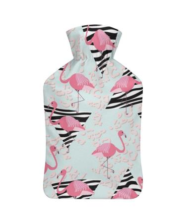 Hot Water Bottle With Lid Flamingo Bird Pattern Rubber Hot Water Bag For Pain Relief Cramps Foot Warmer Hot And Cold Therapy