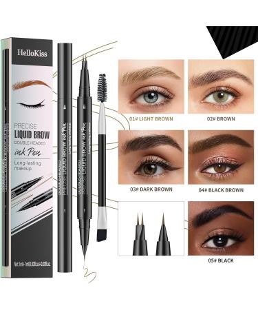 Curved Eyebrow Pen - Eyebrow Pencil Brow Pencil 2-in-1 Dual-Ended Microblading Eyebrow Pen with Micro-Fork-Tip and Precise Brush-Tip Create Natural Hair-Like Brows Long lasting Light brown - Buy Online on GoSupps.com