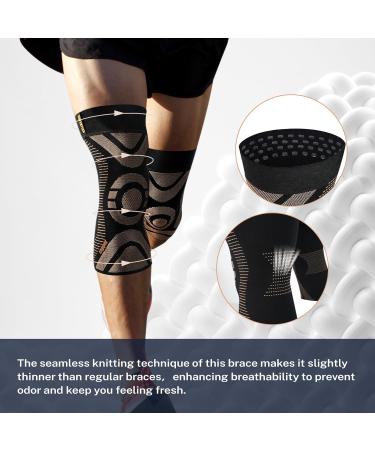 Compression Knee Brace for Men & Women - Copper Knee Sleeve for Running Arthritis Pain Relief Meniscus Tear & ACL Support - 3X-Large Black - Buy Online on GoSupps.com