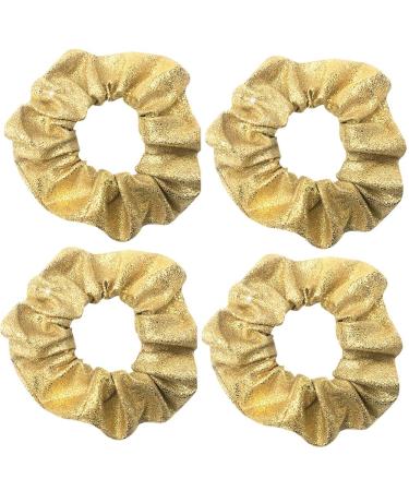 4 Pack Shiny Marble Grain Metallic Festival Christmas Hair Scrunchies Hair Eleastic Bands Scrunchy Hair Ties Ropes Ponytail Holders Wrist Bands for Girls School Dance Stage (Gold)