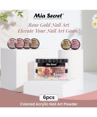 Mia Secret Rosegold Colored Acrylic Nail Art Powder Collection - 6PC | International Shipping Available - Buy Online on GoSupps.com