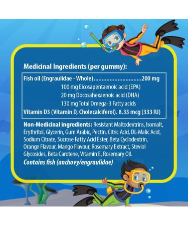 AquaOmega Kids Omega-3 Gummies - High EPA Omega-3 with DHA and Vitamin D - Omega-3 Supplements Tasty Fish Oil Omega-3 Gummy Omega-3 Kids Omega-3 Fish Oil Sugar Free Orange 260mg - 60 Gummies Orange 60 count (Pack of 1) - Buy Online on GoSupps.com