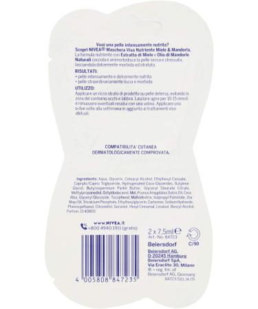 NIVEA Intensive nutrient mask mono.15 ml.84723 - Face creams and masks - Buy Online on GoSupps.com