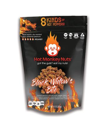 Hot Monkey Nuts - Roasted Peanuts with Red Wine Vinegar Black Lava Salt Cayenne Ancho Chipotle Jalape o Trinidad Scorpion Pepper Ghost Pepper and Carolina Reaper Spicy Peanuts Individual Packs Black Widow's Bite (Salt 'n Vinegar) - Buy Online on GoSupps.com